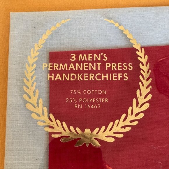 Mens Vintage Goodyear Handkerchiefs Set of 3 New Old Stock Permanent Press Blend - Picture 3 of 5